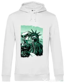 Hoodie barbat cu gluga Save the liberty Alb