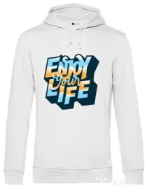 Hoodie barbat cu gluga Enjoy your life Alb