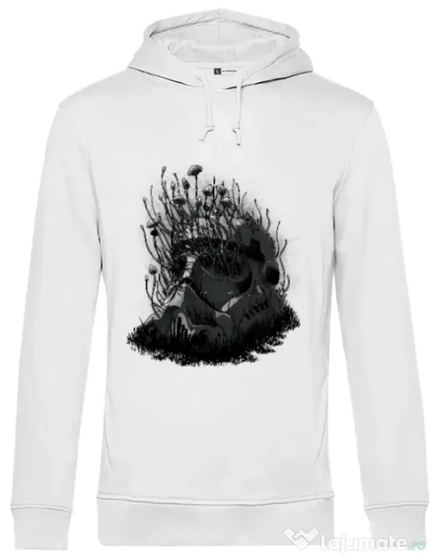 Hoodie barbat cu gluga Shroom trooper Alb