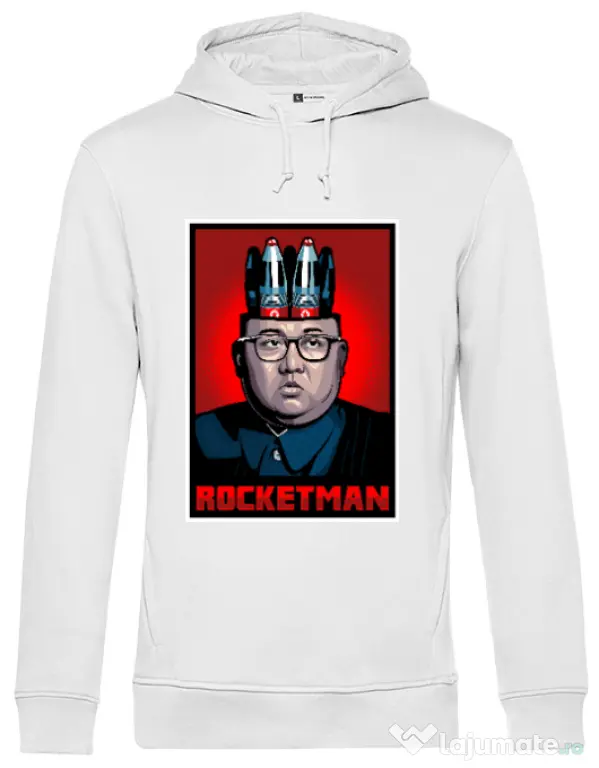 Hoodie barbat cu gluga Rocketman Alb