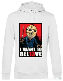 Hoodie barbat cu gluga Believe Jason Alb