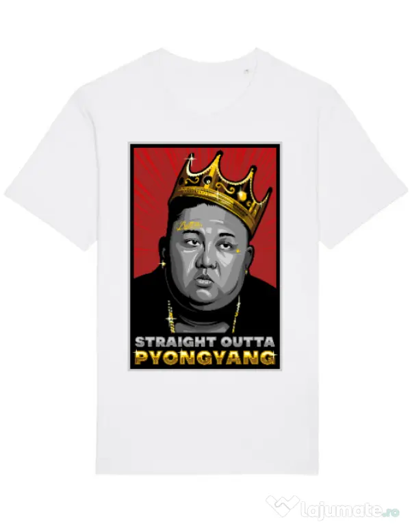 Tricou STANLEY STELLA barbat Straight outta Pyongyang Alb