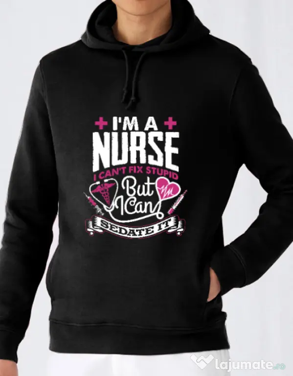 Hoodie barbat cu gluga Can't fix stupid Negru