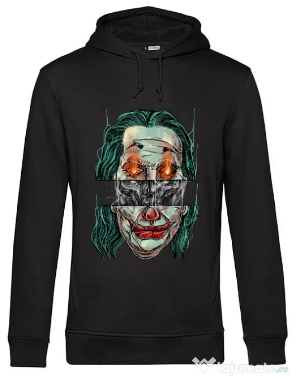 Hoodie barbat cu gluga Joker skull Negru