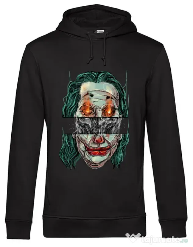 Hoodie barbat cu gluga Joker skull Negru