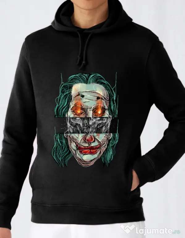 Hoodie barbat cu gluga Joker skull Negru