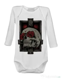 Baby body Skullcross Alb