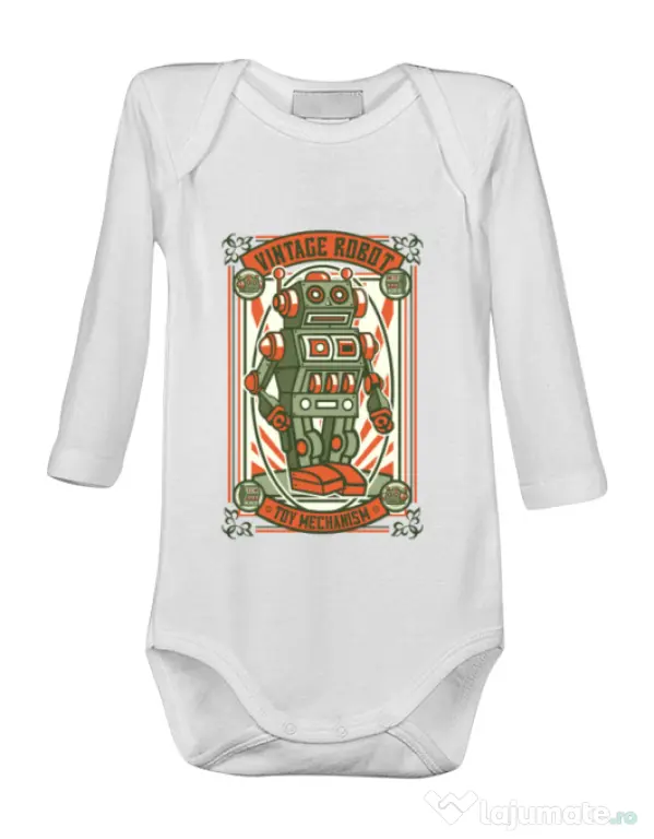 Baby body Vintage Robot Alb