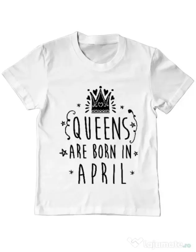 Tricou ADLER copil Queens are born in April Alb