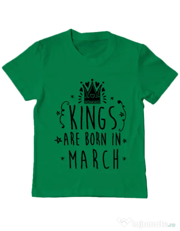 Tricou ADLER copil Kings are born in March Verde mediu