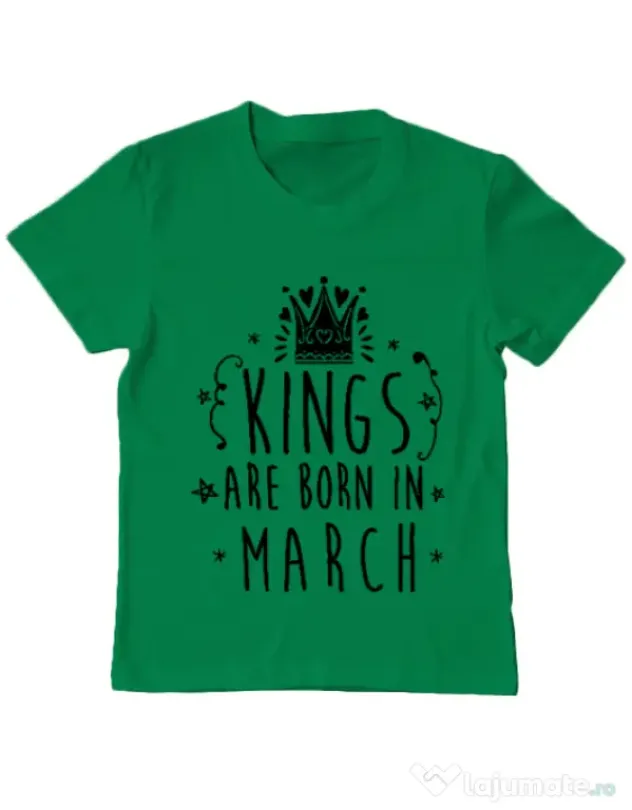 Tricou ADLER copil Kings are born in March Verde mediu