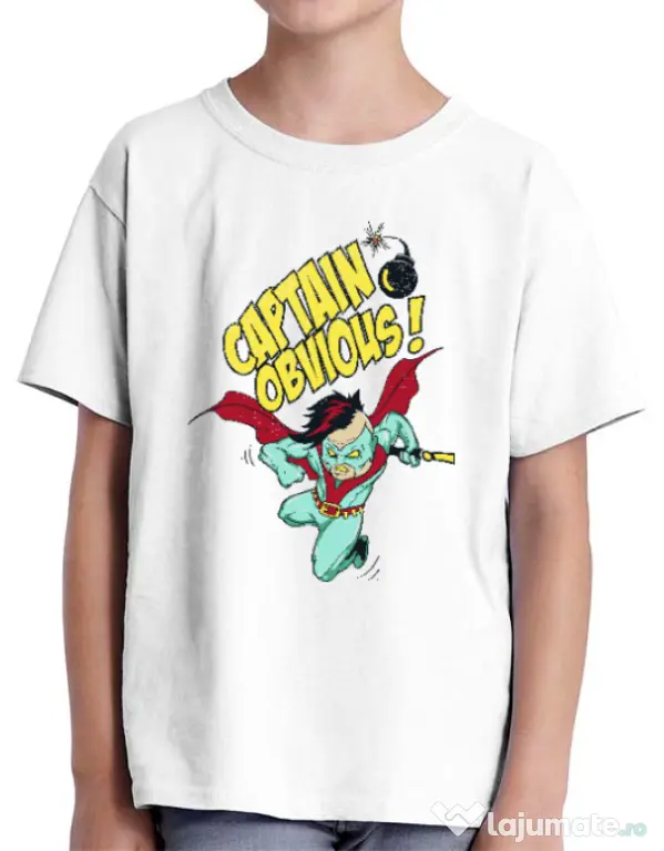 Tricou ADLER copil Captain obvious Alb