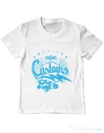 Tricou ADLER copil American customs Alb