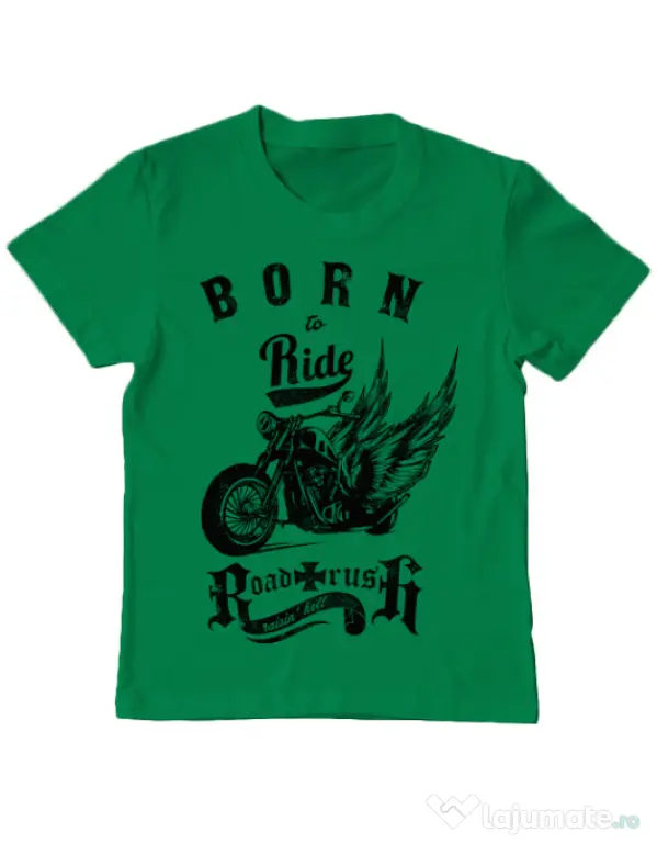 Tricou ADLER copil Born to ride Verde mediu