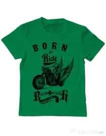 Tricou ADLER copil Born to ride Verde mediu