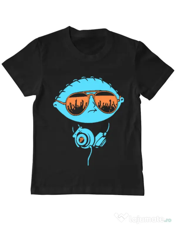 Tricou ADLER copil Dj Stewie Negru