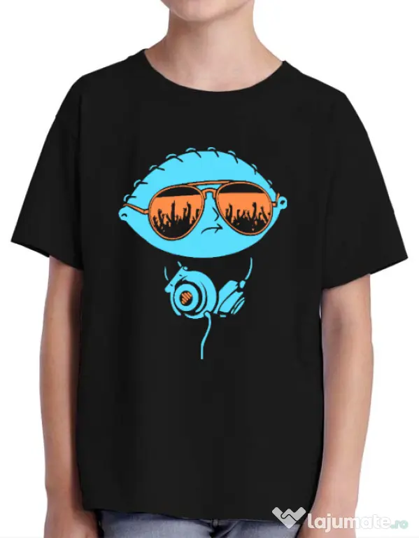 Tricou ADLER copil Dj Stewie Negru