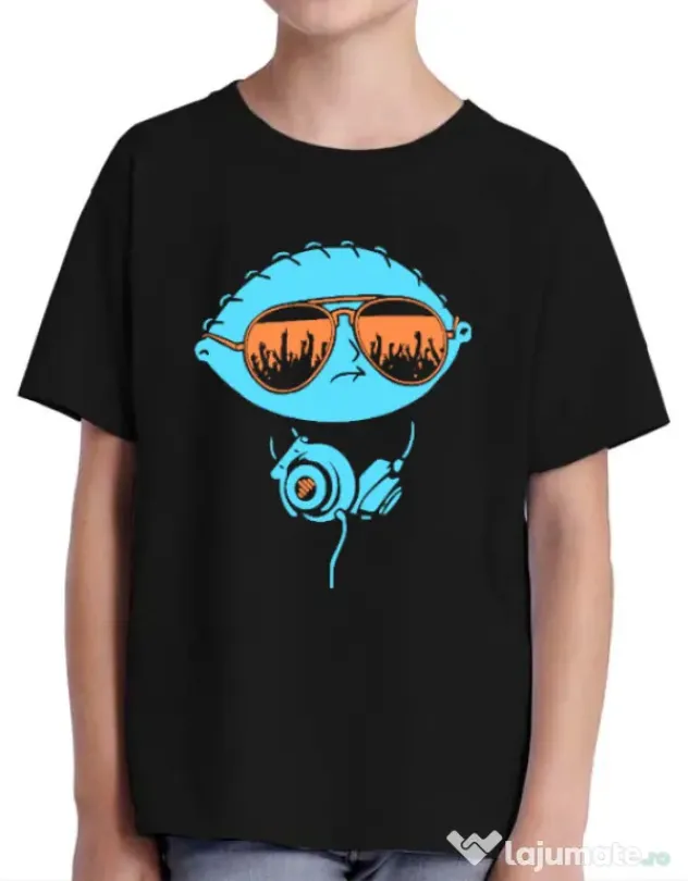 Tricou ADLER copil Dj Stewie Negru