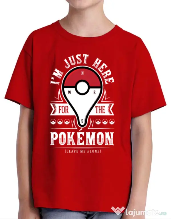 Tricou ADLER copil Here for the Pokemon Rosu