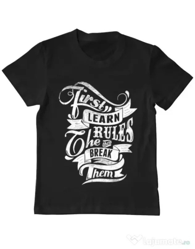 Tricou ADLER copil Learn the rules Negru