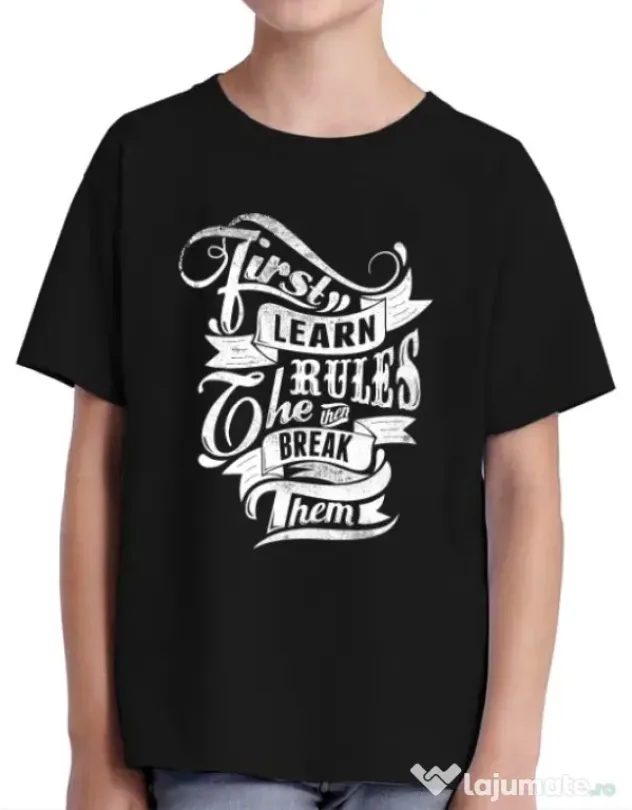 Tricou ADLER copil Learn the rules Negru