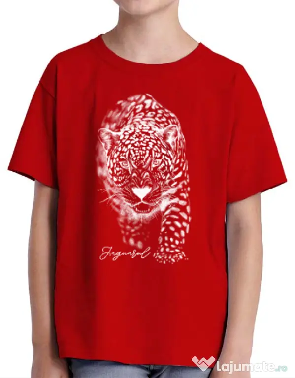 Tricou ADLER copil Jaguarul Alb Rosu