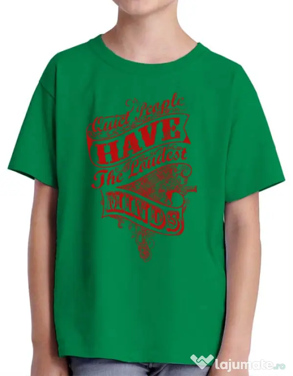 Tricou ADLER copil Quiet people loud minds Verde mediu