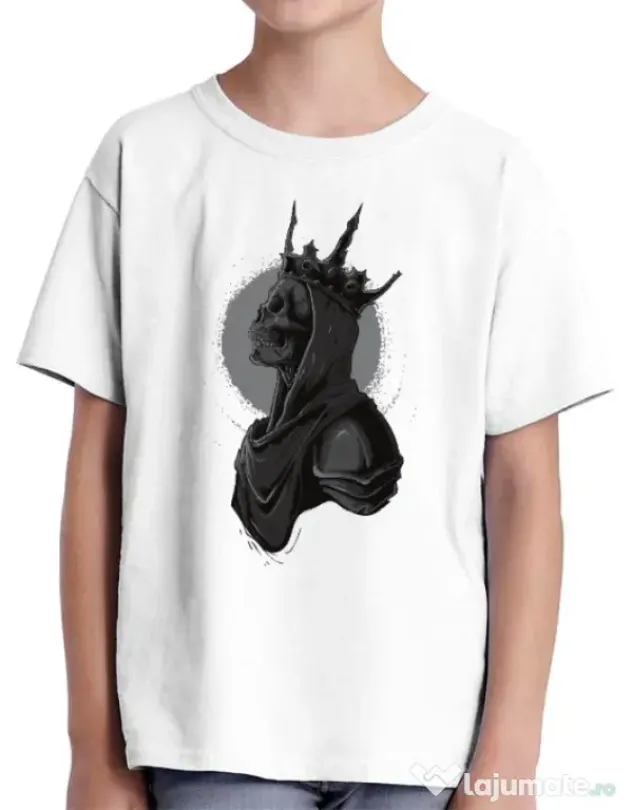 Tricou ADLER copil Skull King Alb