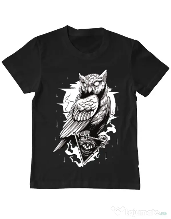 Tricou ADLER copil Owl Negru