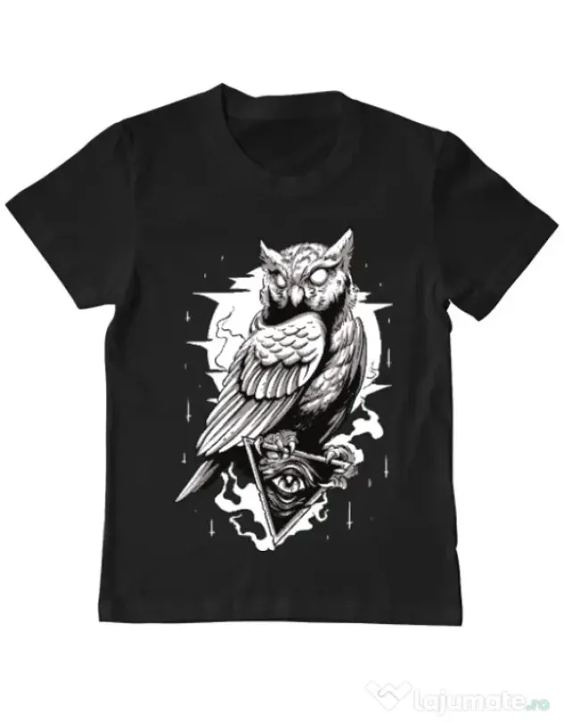 Tricou ADLER copil Owl Negru