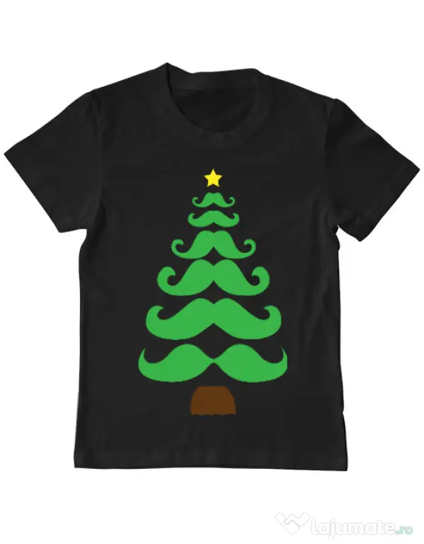 Tricou ADLER copil Moustache Christmas tree Negru