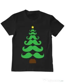 Tricou ADLER copil Moustache Christmas tree Negru