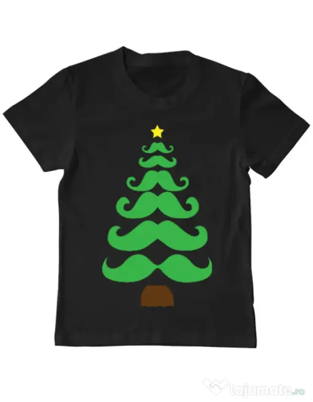 Tricou ADLER copil Moustache Christmas tree Negru
