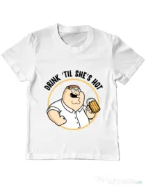 Tricou ADLER copil Drink til she is hot Alb