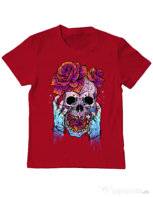 Tricou ADLER copil Hand skull Rosu