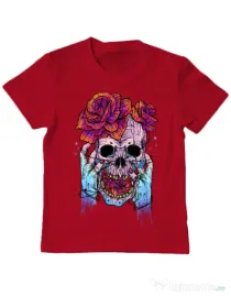Tricou ADLER copil Hand skull Rosu