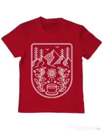 Tricou ADLER copil Natural coffee Rosu