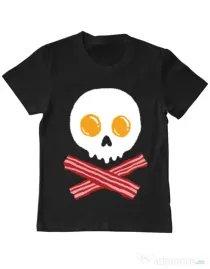 Tricou ADLER copil Breakfast skull Negru