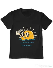 Tricou ADLER copil Morning and coffee Negru