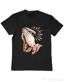Tricou ADLER copil Pray for pizza Negru