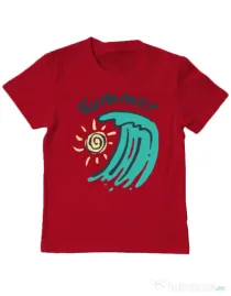 Tricou ADLER copil Summer Beach Rosu