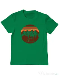 Tricou ADLER copil Beauty mountain Verde mediu