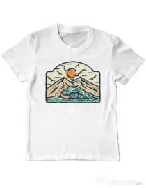 Tricou ADLER copil Mountain and wave Alb