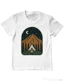 Tricou ADLER copil Camp mountain night Alb