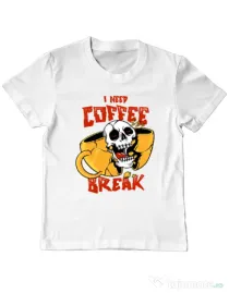 Tricou ADLER copil Coffee break Alb