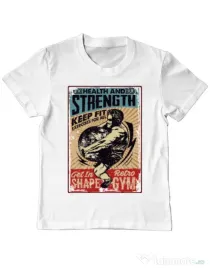 Tricou ADLER copil Health and strength Alb
