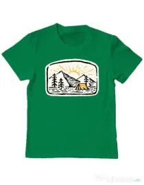 Tricou ADLER copil Hand drawn camp Verde mediu