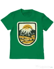 Tricou ADLER copil Hand drawn mountains Verde mediu