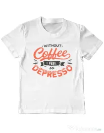 Tricou ADLER copil Without coffee Alb