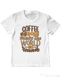Tricou personalizat copil Coffee and dogs Alb